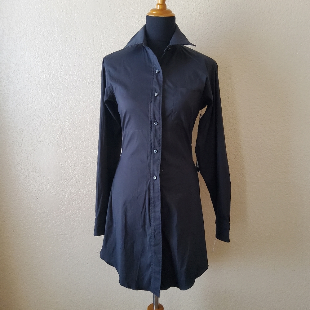 New Nicholai by Nicky Hilton Long Sleeve Button Down Shirt Dress XS Black